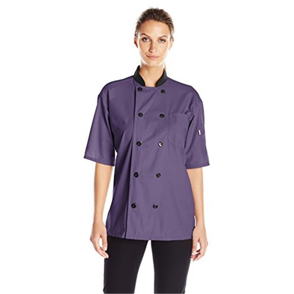 Charlotte Madison Uncommon Threads Womens Havana Chef Coat SS Mesh, Eggplant - 2XL CH2030917